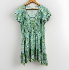 Mini vestido de verão Salty Bright - feminino tamanho 14 verde boho floral manga curta. comprar usado  Enviando para Brazil