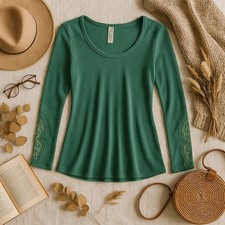 Blusa térmica Free People Crafty manga punho verde rara vitoriosa feminina grande comprar usado  Enviando para Brazil