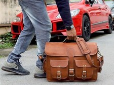 Bolsa de couro genuína masculina ombro nova marrom feita à mão couro vintage comprar usado  Enviando para Brazil