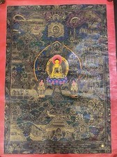 Grande Raro Vinatge pintado Buda Tibetano Historia de Vida Thangka Pintura al Óleo Yoga segunda mano  Embacar hacia Mexico