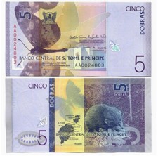 Santo Tomé y Príncipe Santo Tomás y Príncipe 5 Dobras 2020 P 76 UNC NUEVO Billete segunda mano  Embacar hacia Mexico
