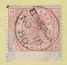 GB. 1880. Telégrafos SG T9, 1/- marrom-laranja, placa 10. Usado muito bem. Gato £ 150 comprar usado  Enviando para Brazil
