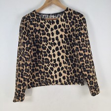 Zara womens blouse top size S aus 8 brown leopard long sleeve 116118 na sprzedaż  Wysyłka do Poland