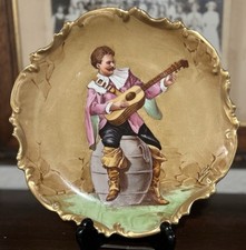 Antiga placa CORONET LIMOGES assinada Leo CAVALIER guitarra borda vieira dourada 10” comprar usado  Enviando para Brazil