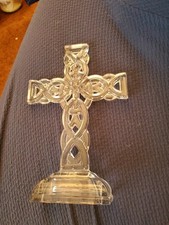 Estatueta celta cruz cristal transparente vidro livre cristal chumbo cristal 11" X 7" comprar usado  Enviando para Brazil