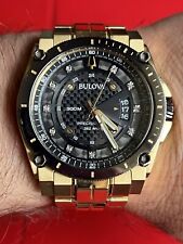 Bulova Precisionist relógio masculino diamante ouro aço inoxidável 30ATM 46mm 98D156 comprar usado  Enviando para Brazil