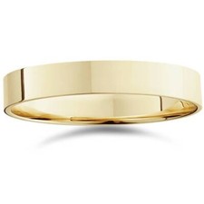 Aliança de casamento plana alta polida 4 mm ouro amarelo 14K comprar usado  Enviando para Brazil