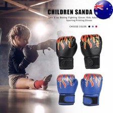 2Pcs Kids Boxing Gloves PU Leather Fighting Mitts Breathable for Punching Bag comprar usado  Enviando para Brazil