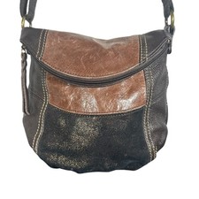 Usado, Bolsa tiracolo Sak Deena aba dobrável couro marrom patchwork ajustável comprar usado  Enviando para Brazil