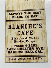 Capa de livro de fósforos Bakersfield, Califórnia restaurante Blanche’s Cafe, usado comprar usado  Enviando para Brazil