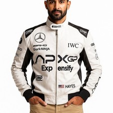 Jaqueta de corrida Brad Pitt F1 filme 2025 APXGP couro preto branco bombardeiro MotoStyle comprar usado Jaqueta de corrida Brad Pitt F1 filme 2025 APXGP couro preto branco bombardeiro MotoStyle comprar usado  Enviando para Brazil