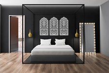 STYLOWA DREWNIANA DEKORACJA ŚCIENNA 3D, MAROKAŃSKA, ARABSKA, ISLAMSKA OZDOBA, DREWNIANY PANEL na sprzedaż  PL
