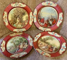 Juego de 4 platos de hojalata de colección Then decorados belga escenas victorianas CASA DE CAMPO segunda mano  Embacar hacia Mexico