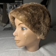 Chapéu de pele de castor americano vintage meados do século • Boné gorro forrado com colcha • 62cm comprar usado  Enviando para Brazil