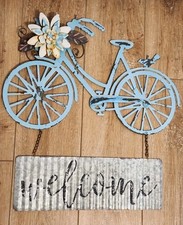 Placa de porta de boas-vindas de bicicleta azul 3D metal decoração de cabine de parede núcleo de casa de campo comprar usado  Enviando para Brazil