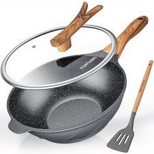 Antiaderente 12,5 polegadas fundido Wok and Stir Fry Pan Whirlwind Design, usado comprar usado  Enviando para Brazil