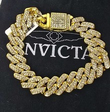 Invicta Elements pulseira de corrente cubana ultra gelada masculina 80819 placa de ouro comprar usado  Enviando para Brazil