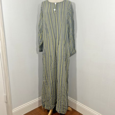Maxi Vestido Hecho a Mano Caftán Para Mujer M Verde Rayas Rayón Caftán Kimono Playa segunda mano  Embacar hacia Mexico