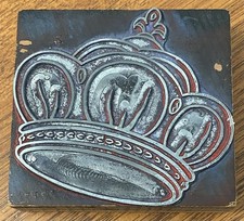 "Prensa de impresión de madera y metal vintage sello corona imperial 3,75"" X 3,5""" segunda mano  Embacar hacia Mexico