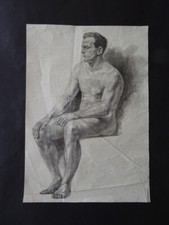 ESCOLA FRANCESA DÉCADA DE 1920 - ESTUDO DE FIGURA MASCULINA - DESENHO A CARVÃO FINO comprar usado  Enviando para Brazil