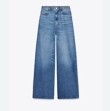Usado, Jeans Zara Baggy Loose Fit Feminino 4 Azul Relaxado Palazzo Perna Larga Boho Skatista comprar usado  Enviando para Brazil