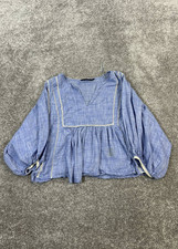 Camisa Zara Feminina Xs Blusa de Algodão Azul * comprar usado  Enviando para Brazil
