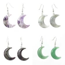 Brincos femininos femininos de cristal de cura natural quartzo ametista lua crescente pedra comprar usado  Enviando para Brazil