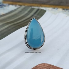 Anel de calcedônia azul prata esterlina 925 cor pedra incrível todos os tamanhos kg50 comprar usado  Enviando para Brazil