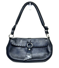 Bolso de hombro de cuero negro Dorsa Y2K mango y detalles, excelente segunda mano  Embacar hacia Mexico