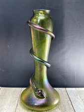 Vaso de cobra iridescente verde Loetz 8 polegadas comprar usado  Enviando para Brazil