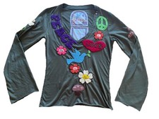 Camiseta Joystick By Johnny Was Manga Longa Bordada Verde Exército - Para Barney’s, usado comprar usado  Enviando para Brazil