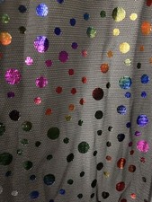 Tecido de poliéster organza preto transparente círculos de folha brilhante - 2 jardas comprar usado  Enviando para Brazil