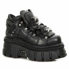 ROCK SHOES Botas Góticas de Couro Metálico Motociclista Pretas Femininas Masculinas comprar usado  Enviando para Brazil