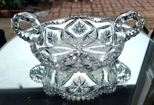 Tigela baixa antiga assinada P&B Creta American Brilliant Period Cut Glass ABP , usado comprar usado  Enviando para Brazil