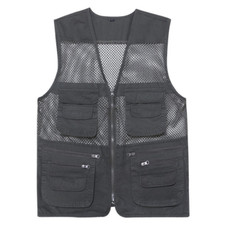 Novo Colete Masculino Solto Casual Decote V Malha Zíper Colete Sem Mangas com Muitos Bolsos comprar usado  Enviando para Brazil