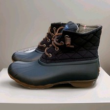 Botas femininas Sperry Saltwater acolchoadas pato STS94063 preto tamanho 6M cadarços de couro cru comprar usado  Enviando para Brazil