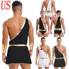 Fantasia masculina curta de chiffon toga um ombro deus romano grego antigo Halloween, usado comprar usado  Enviando para Brazil