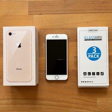 ღ iPhone 8 Gold 64GB OVP komplett mit Original-Zubehörpaket inkl. 2 Schutzglas comprar usado  Enviando para Brazil