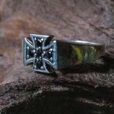 Anel cruz de ferro prata esterlina 925 criado em laboratório zircônia cúbica motociclista gótico M-Z comprar usado  Enviando para Brazil