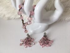 Conjunto de Brinco Vintage Anos 50 Rosa Aurora Boreal Facetado Pulseira de Cristal e Cha Cha comprar usado  Enviando para Brazil