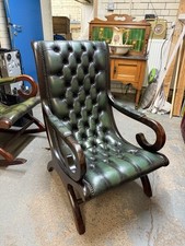 Green leather chesterfield for sale  BARNSLEY
