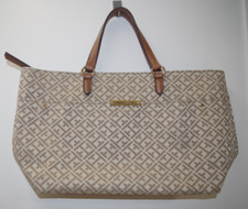Bolsa tote BB Tommy Hilfiger monograma couro sintético acabamento forrado bege grande comprar usado  Enviando para Brazil