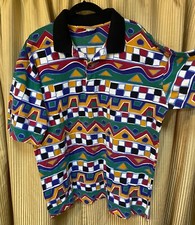Camisa polo masculina vintage Sergio Tacchini XL tênis azul festa alta geométrica anos 90 comprar usado  Enviando para Brazil