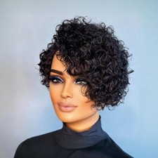 Perucas de cabelo humano real encaracolado perucas femininas corte pixie para mulheres negras 6 polegadas  comprar usado  Enviando para Brazil