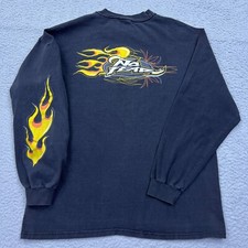 Camiseta masculina vintage anos 90 No Fear Skate manga longa Flame Hit Fire M THRASHED preta, usado comprar usado  Enviando para Brazil