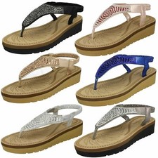 Mujer F1R0787 Lentejuelas Detalle Toe Post Sandalia - Color Peltre o Rosa Marino comprar usado  Enviando para Brazil