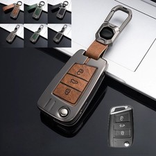 Capa chave de carro couro liga de zinco para VW Golf Skoda Leon Tiguan Polo Karoq comprar usado  Enviando para Brazil