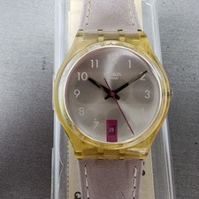 Relógio feminino Swatch rosa 34 mm mostrador prata data clara redonda GP401 nova bateria comprar usado  Enviando para Brazil