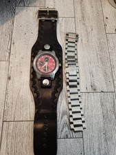 Cronógrafo Working CASIO EDIFICE EF-506 pulseira de couro rosto vermelho  comprar usado  Enviando para Brazil