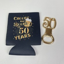 Abridor de garrafa Cheers to 50 anos Koozie e strass tom dourado comprar usado  Enviando para Brazil